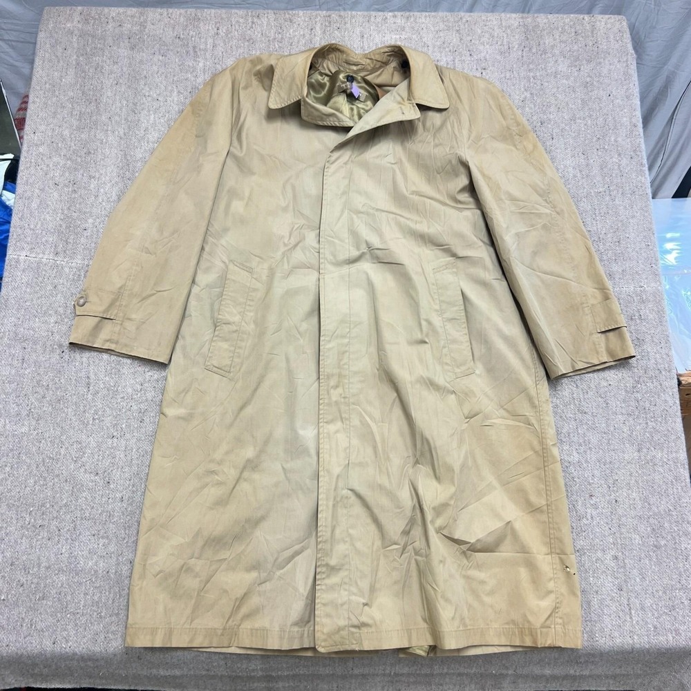 Vintage Brooks Brother Trench Coat Mens XL Beige 1970s Faded